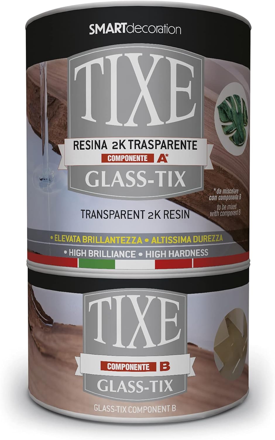 TIXE GLASS-TIX RESINA PER COLATA 2K TRASPARENTE, 0,75 Litri
