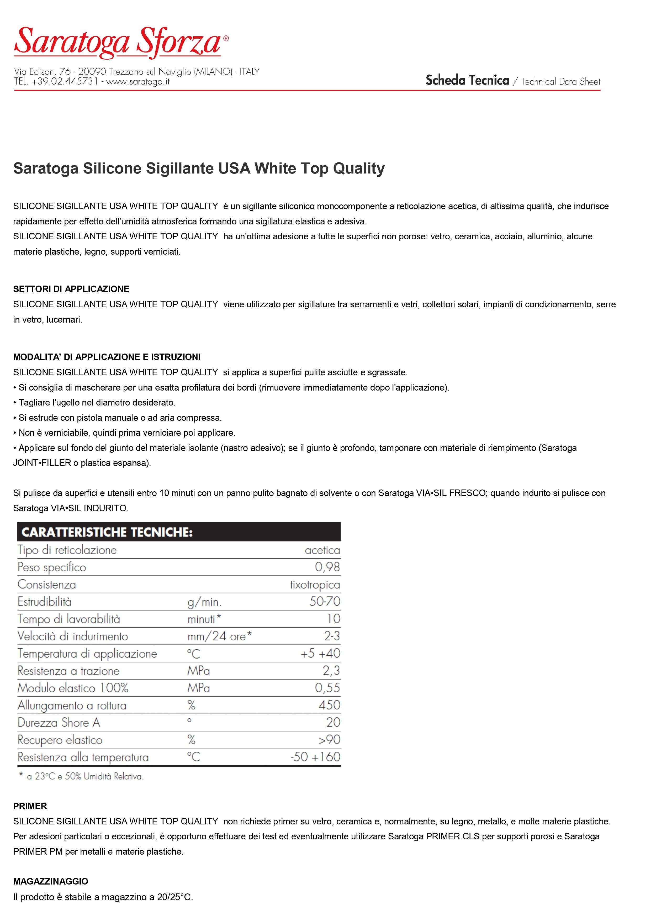 SARATOGA -SILICONE USA White Universale 280ML