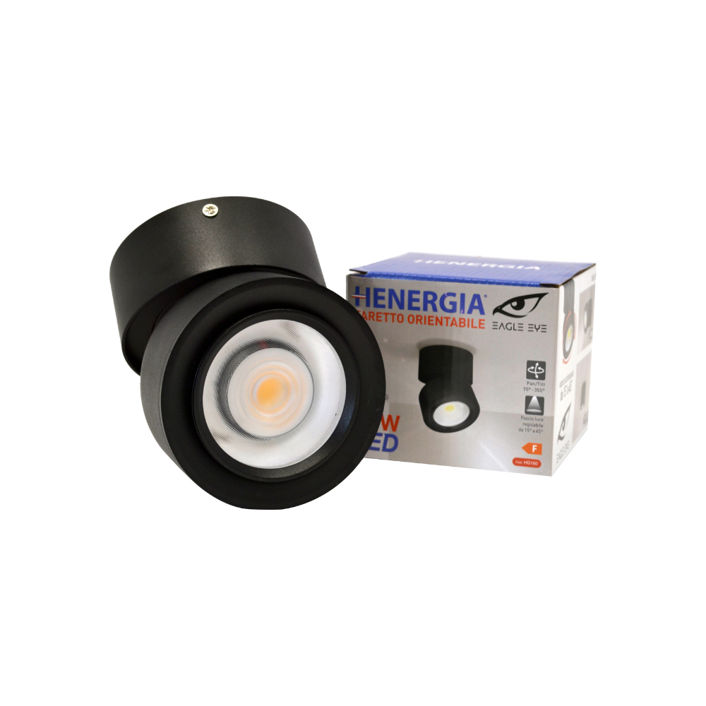 HENERGIA - Faro Orientabile Eagle Eye 28W Nero 4000K