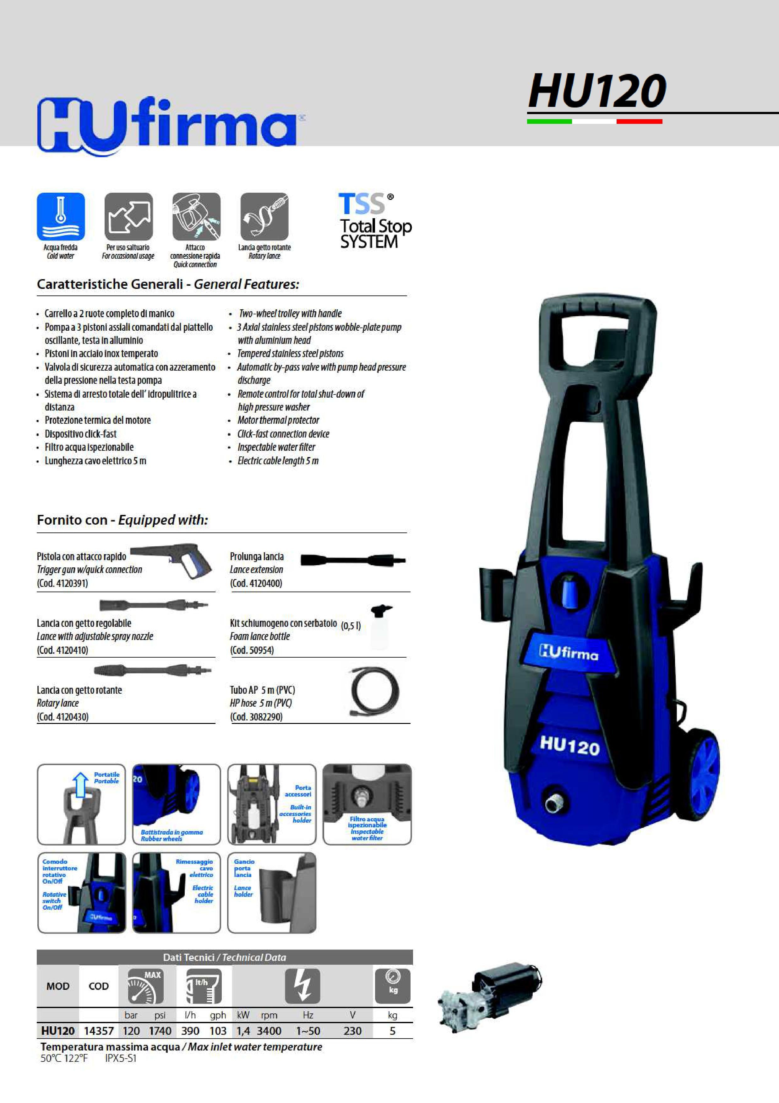 IDROPULITRICI HU-FIRMA HU-120 1400 W