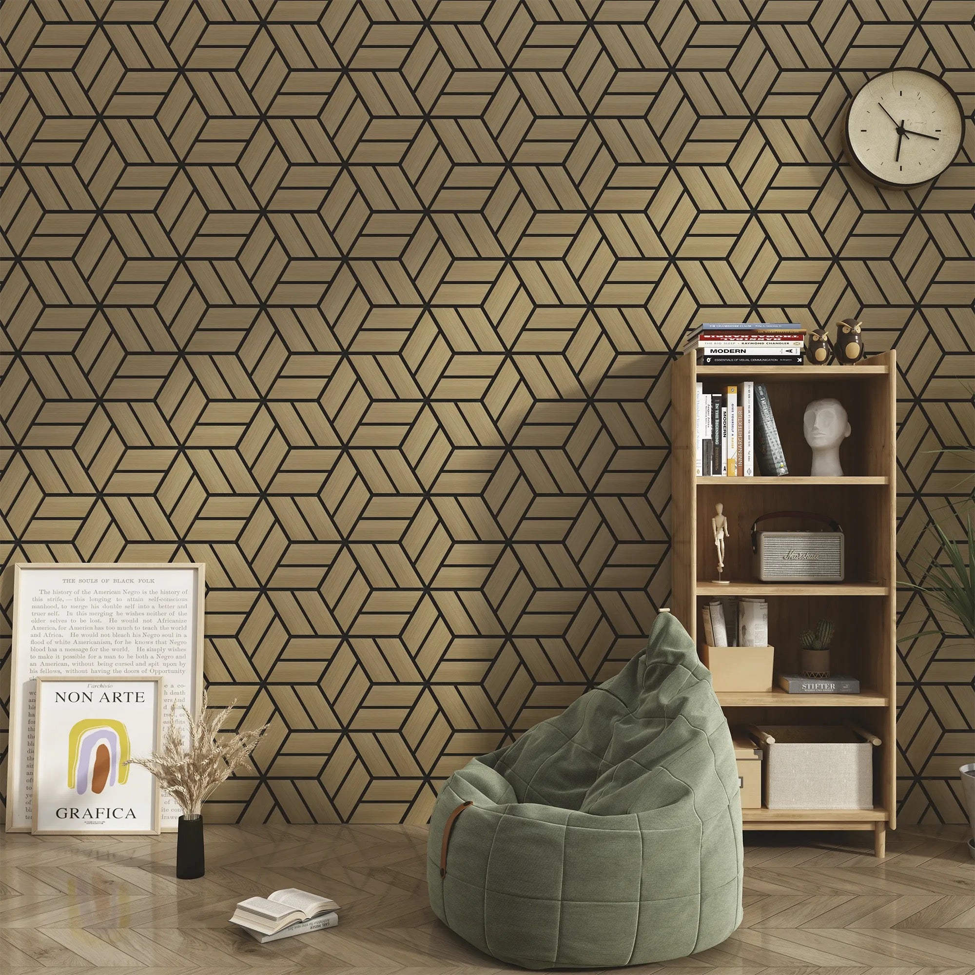 Pannello Acustico Esagonale in MDF 300x260 mm - Light Walnut