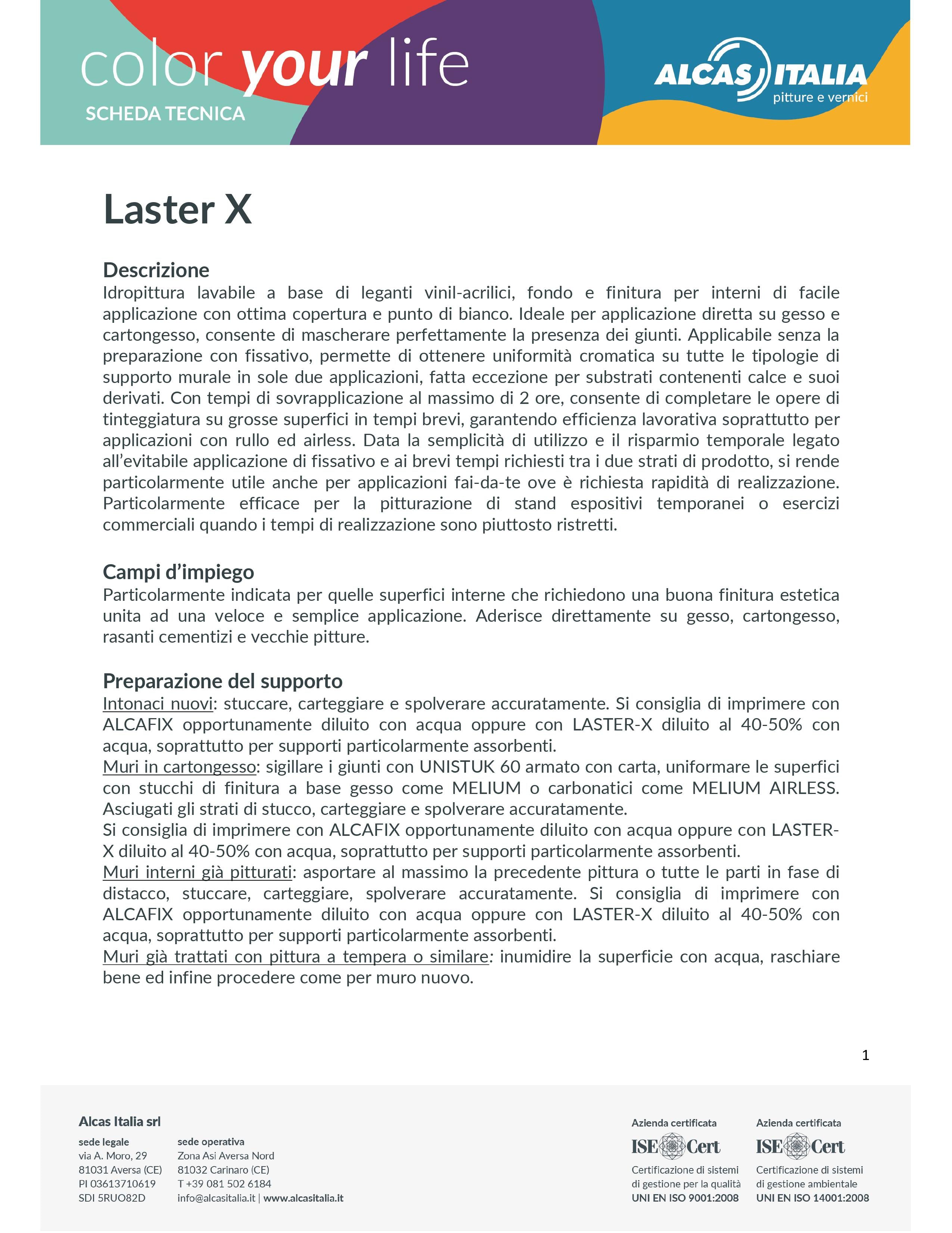 LASTER X - Idropittura Lavabile SuperCoprente Ideale per Cartongesso 14LT - ALCAS