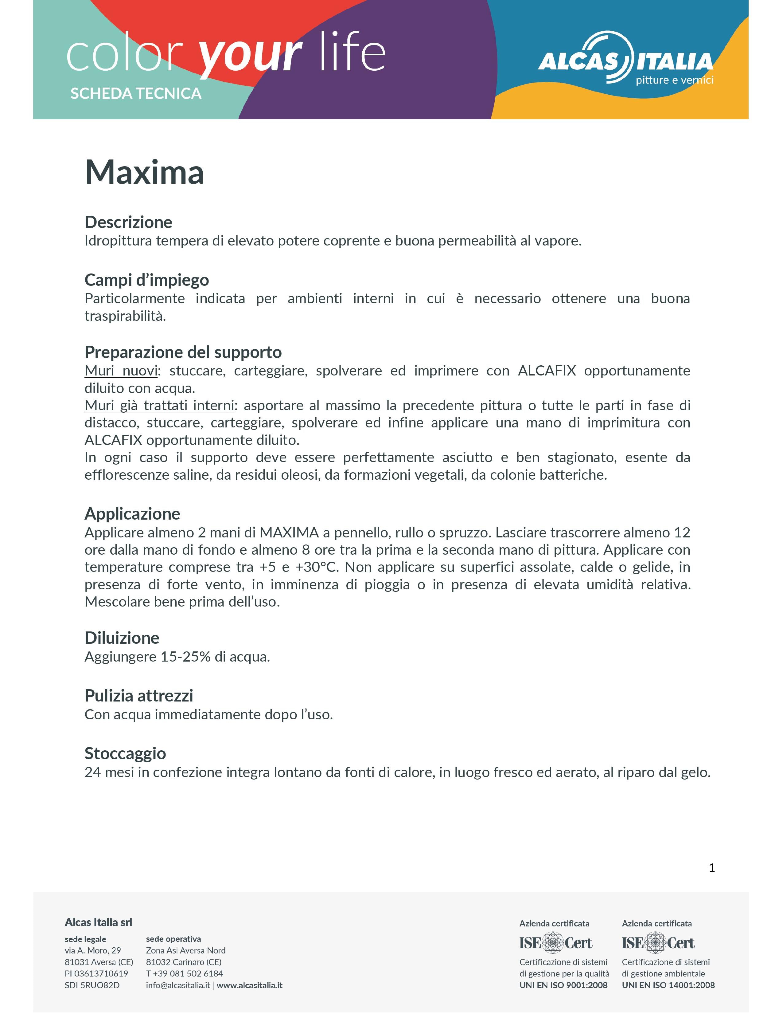 MAXIMA - Idropittura Coprente 2,5LT