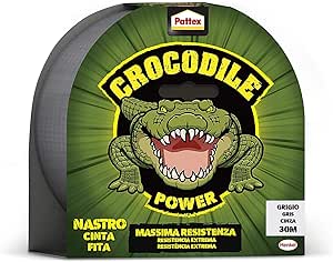 Pattex Crocodile Power Tape, Potente Nastro Telato 2 Volte Più Spesso, Nastro Extra Forte per Riparazioni, Nastro Adesivo per Molti Materiali, 30 m x 50 mm