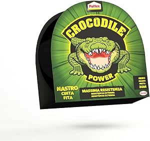 Pattex Crocodile Power Tape, Potente Nastro Telato 2 Volte Più Spesso, Nastro Extra Forte per Riparazioni, Nastro Adesivo per Molti Materiali, 30 m x 50 mm