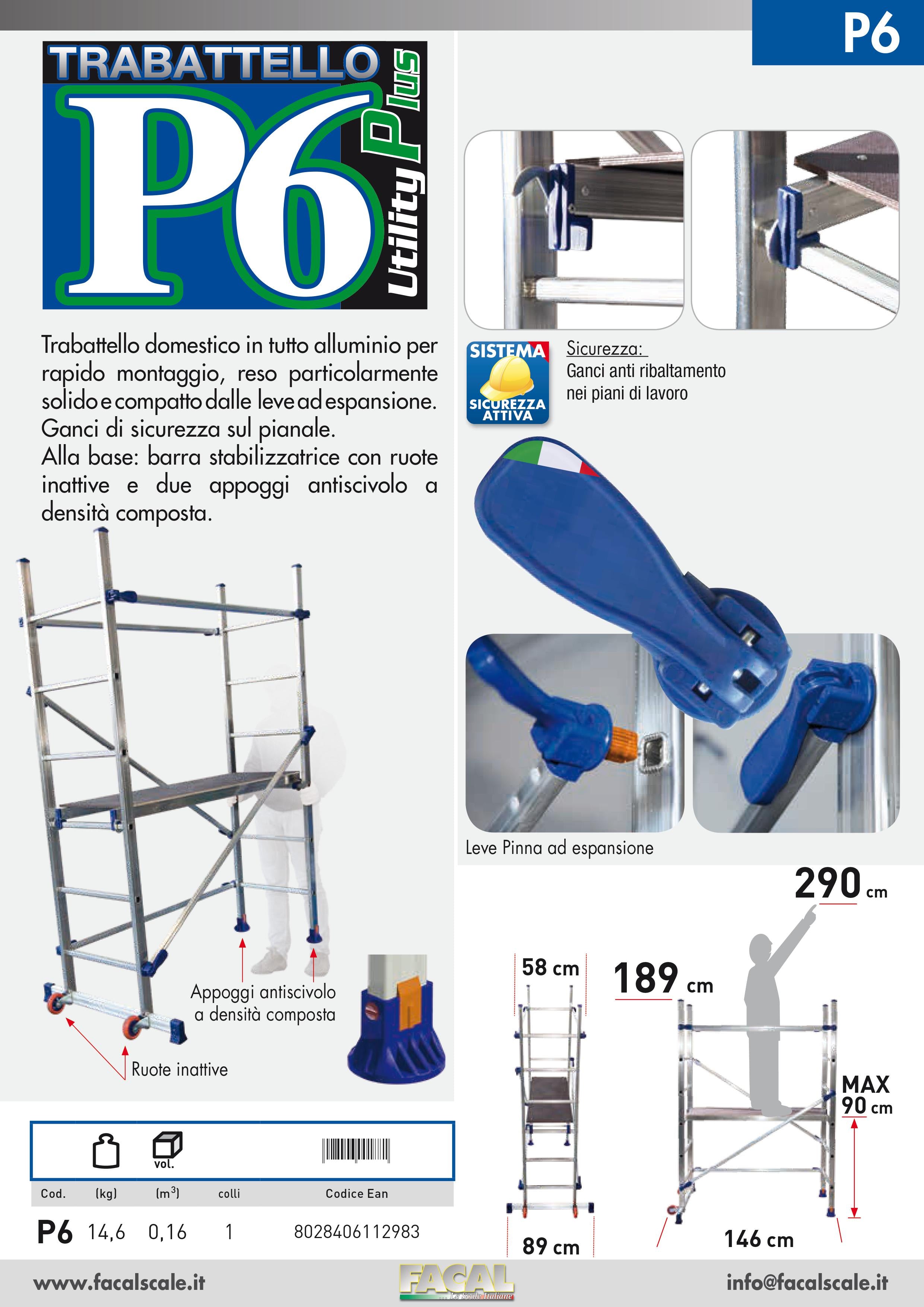 TRABATTELLI ALLUMINIO FACAL P6 UTILITY PLUS 189X146X58