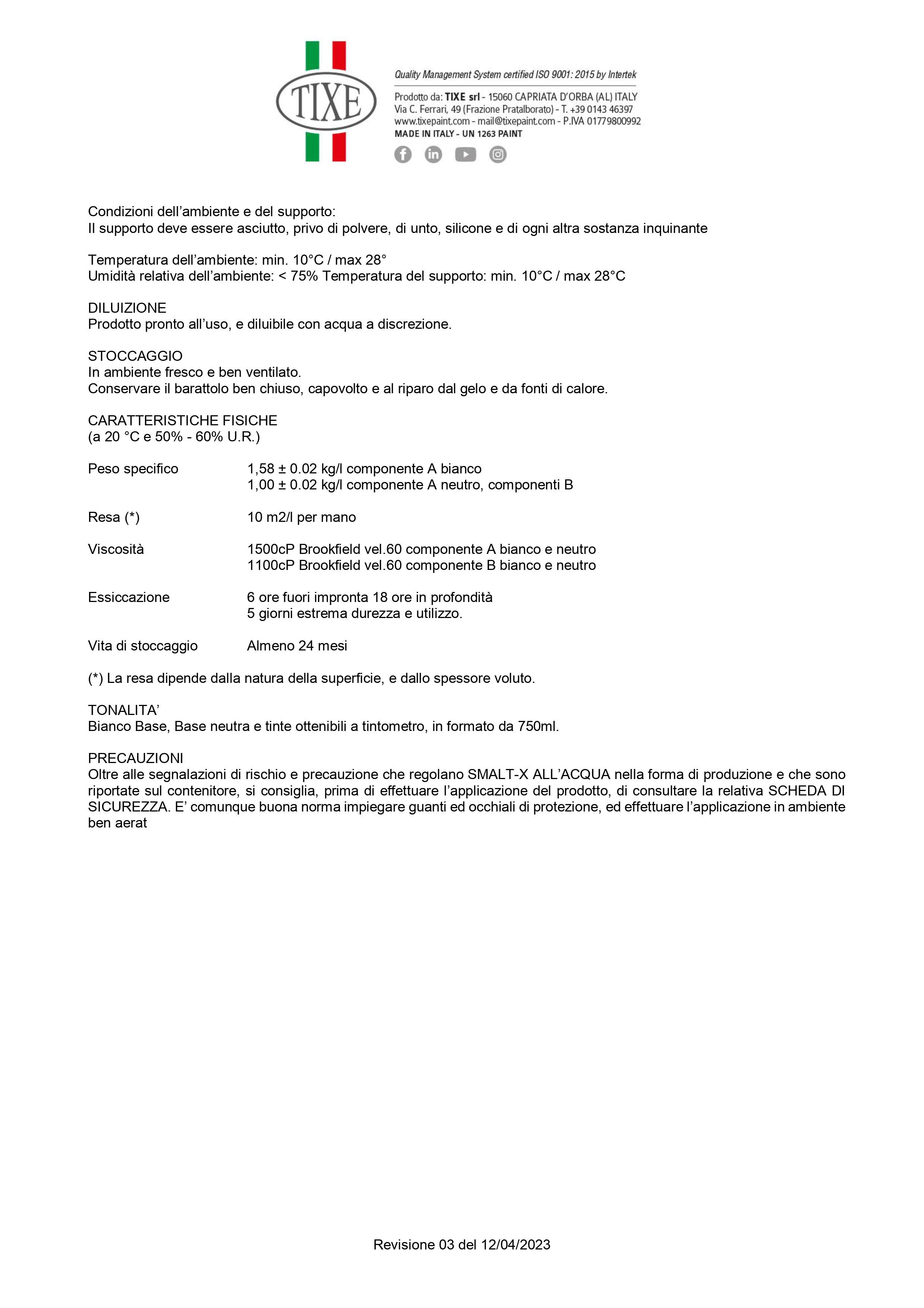 TIXE - SMALT-X H2O SMALTO BRILLANTE PER SUPPORTI DIFFICILI
