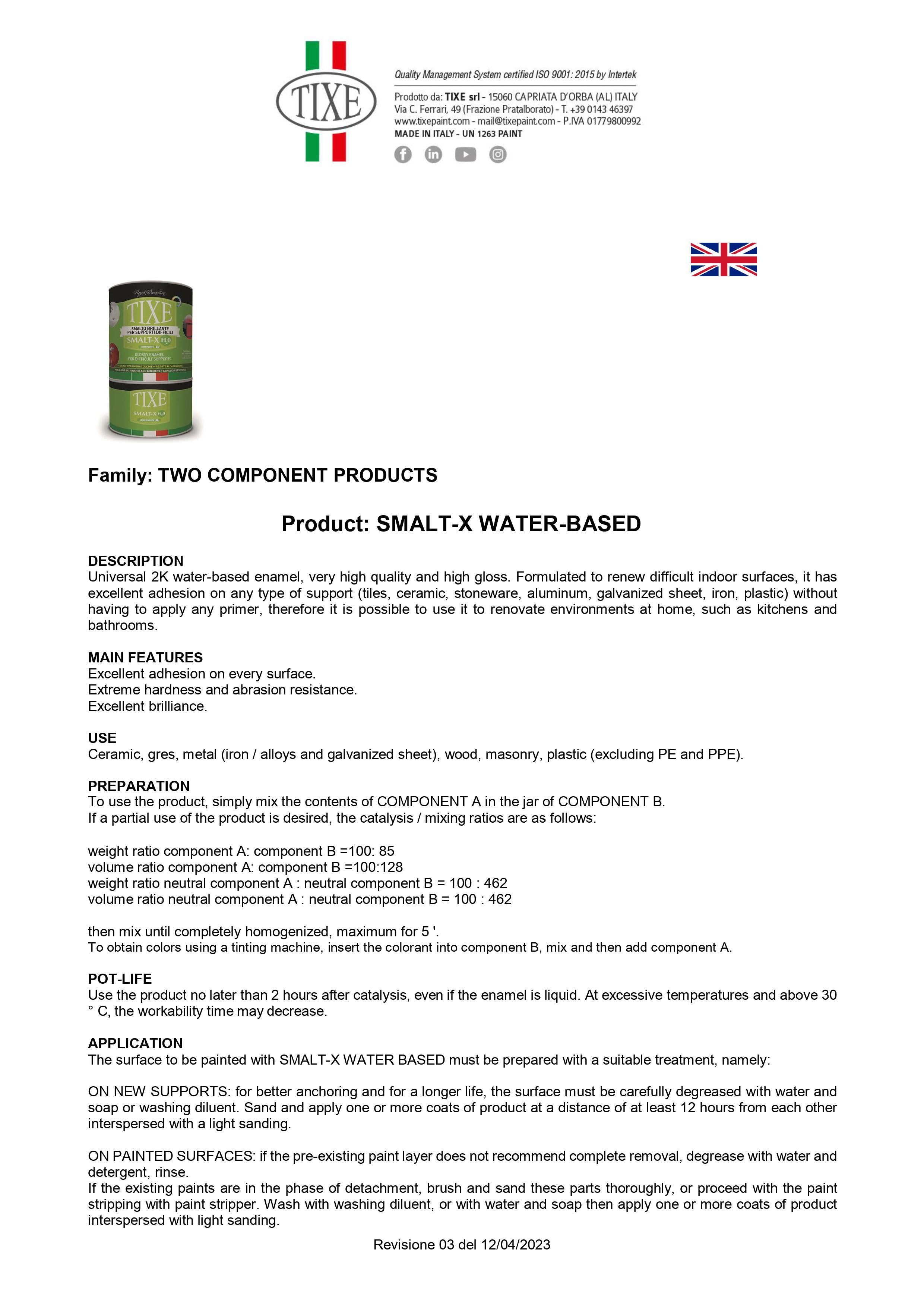 TIXE - SMALT-X H2O SMALTO BRILLANTE PER SUPPORTI DIFFICILI