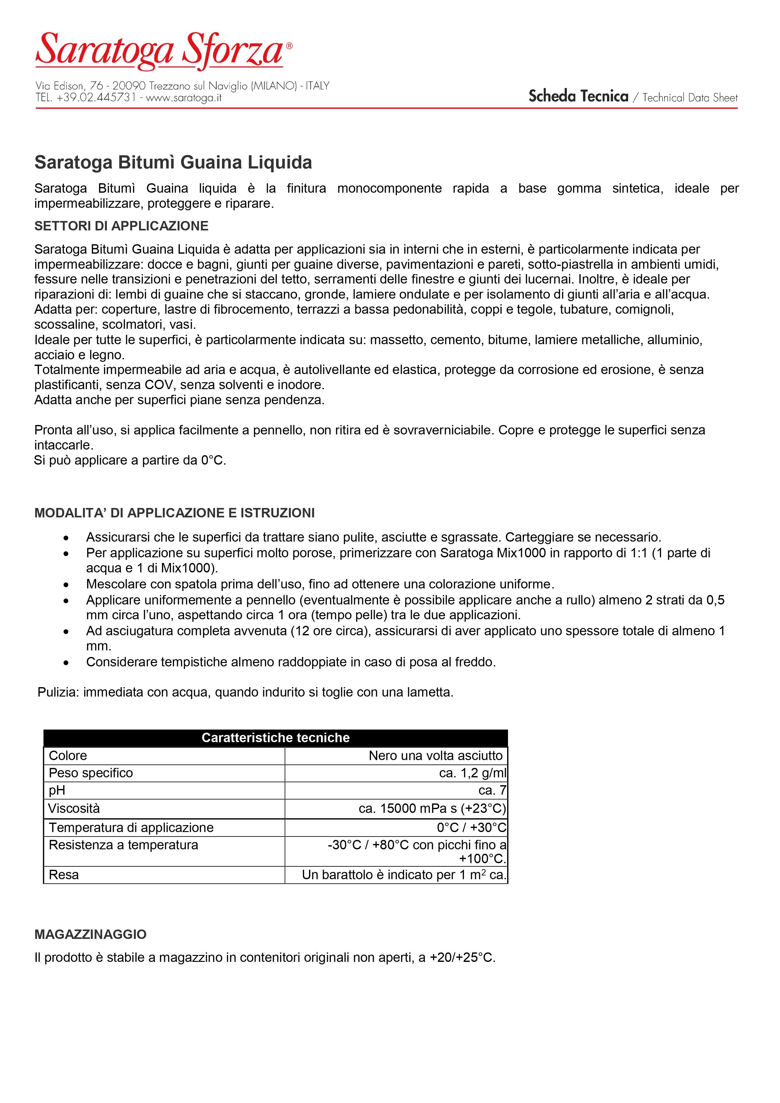 BITUMI' Guaina Liquida NERO SARATOGA ML.750