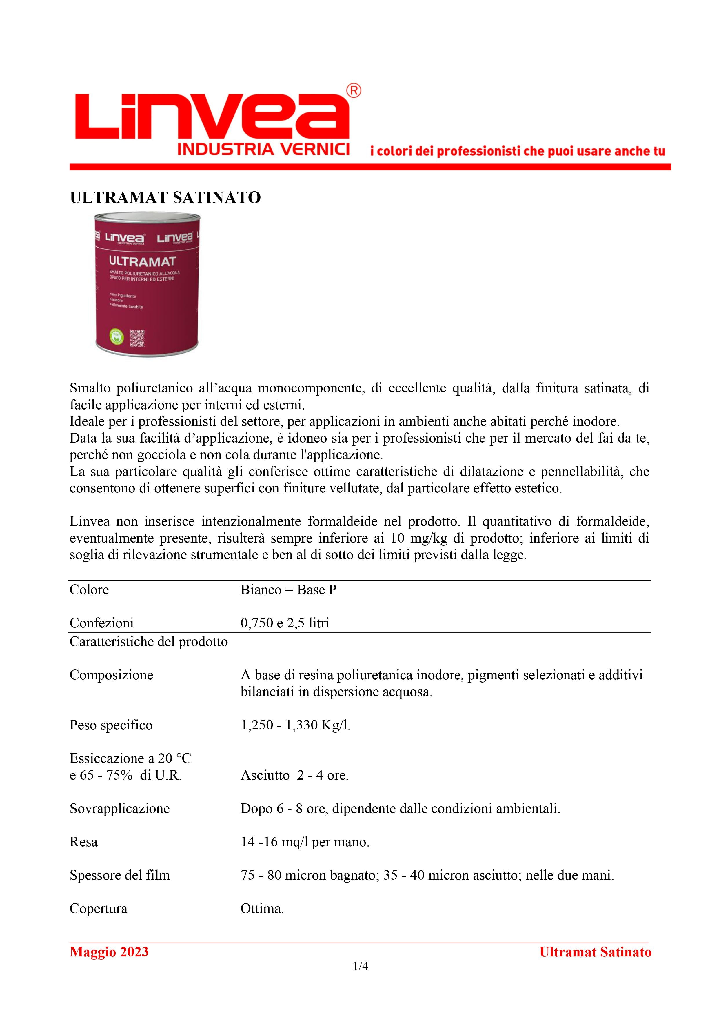 SMALTO LINVEA ULTRAMAT SATINATO ML.750