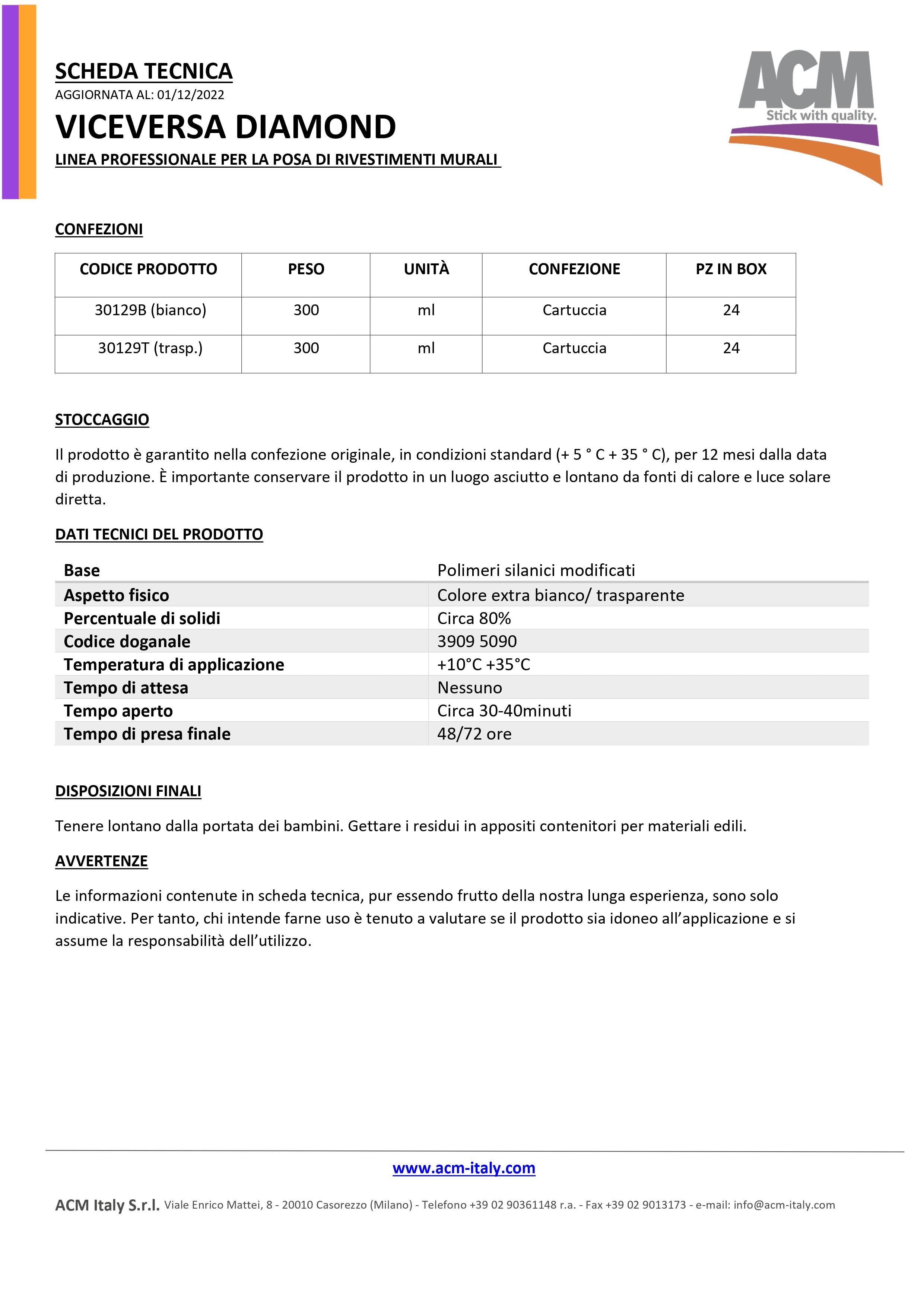 ACM UNIFIX VICEVERSA DIAMOND ADESIVO/MASTICE/SIGILLANTE 300ML