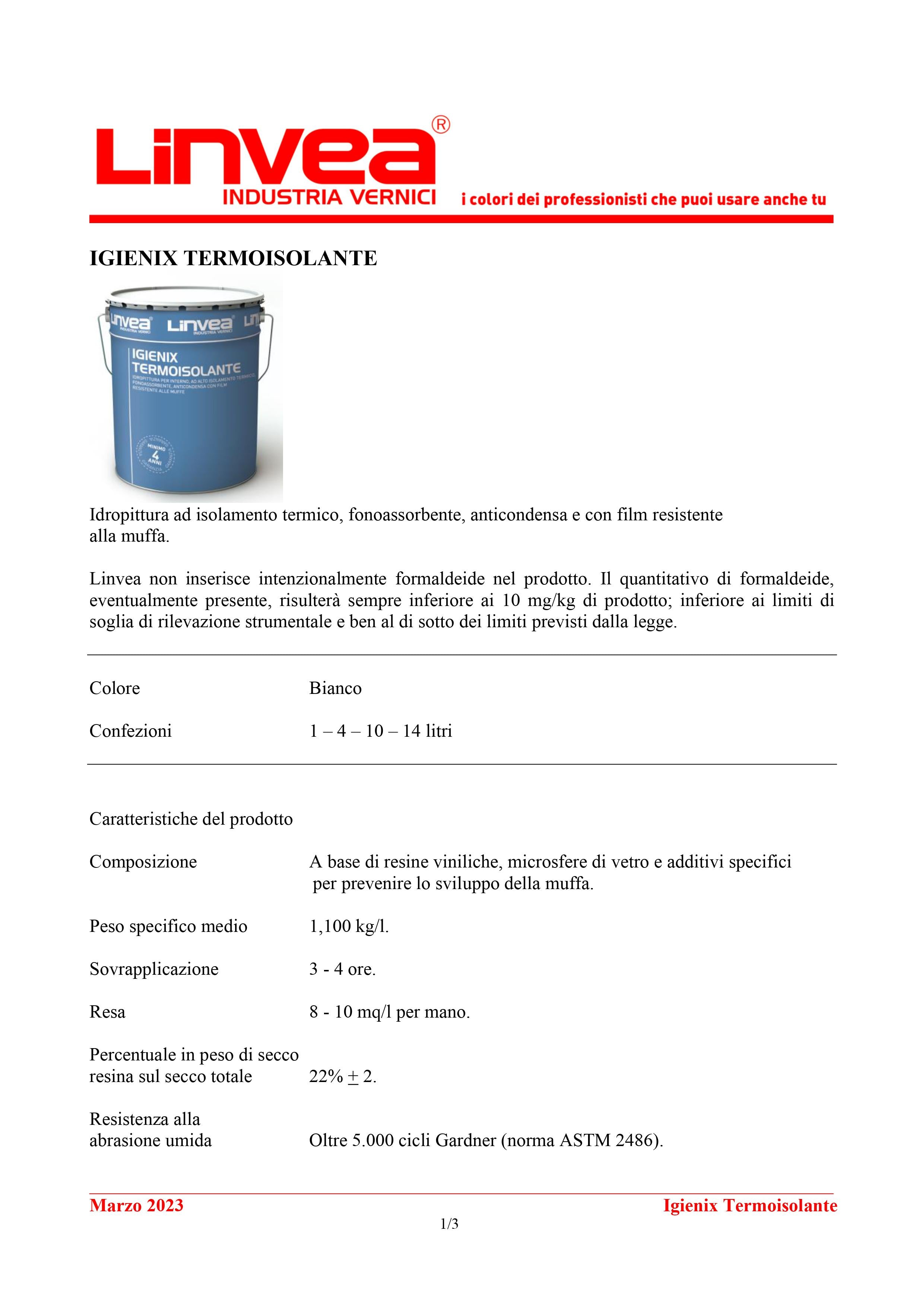 LINVEA- IGIENIX TERMOISOLANTE ANTIMUFFA - Bianco