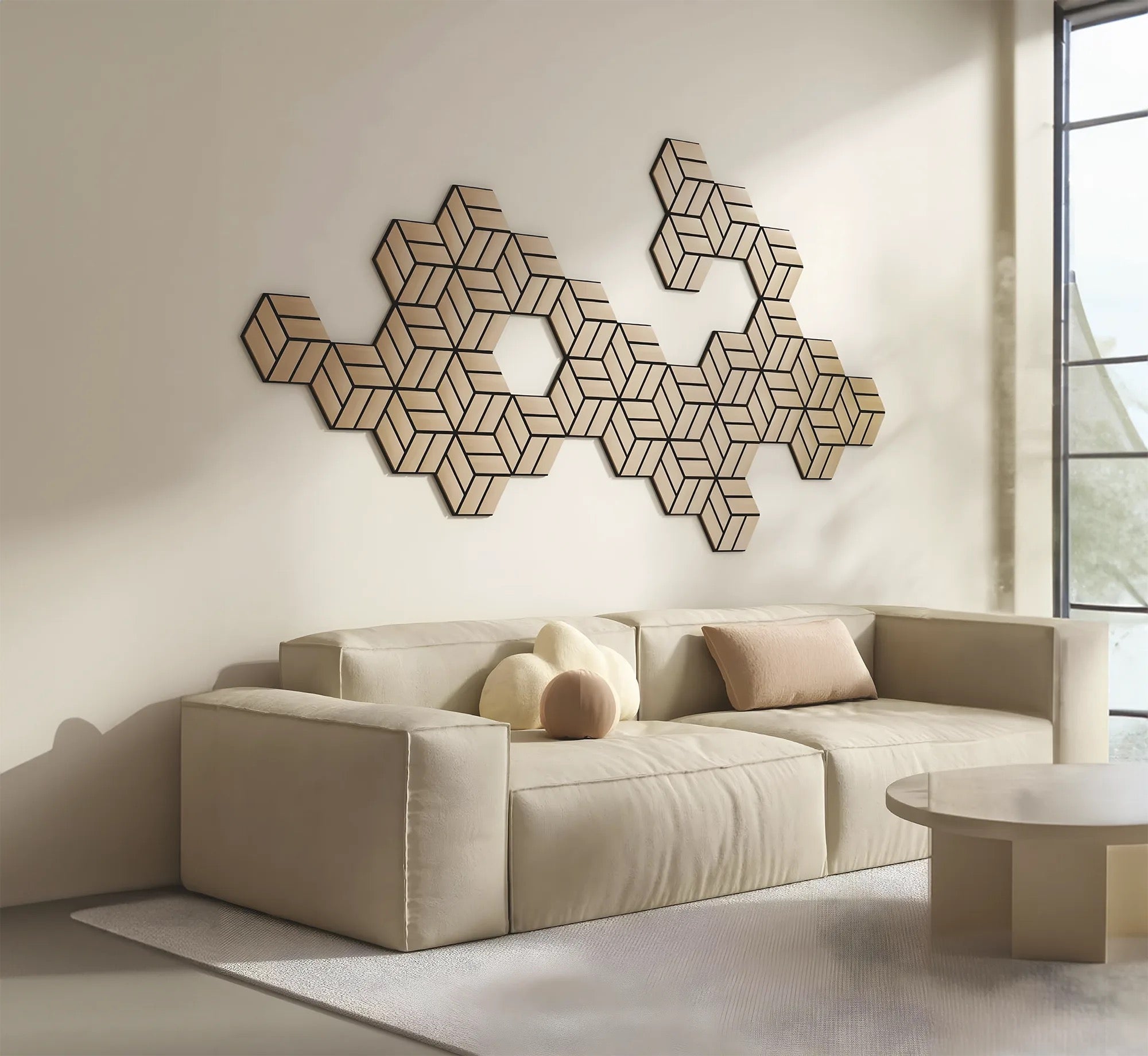 Pannello Acustico Esagonale in MDF 300x260 mm - Grey Oak