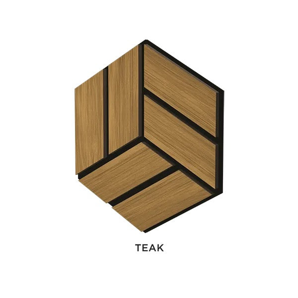 Pannello Acustico Esagonale in MDF 300x260 mm -Teak