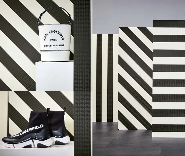 Carta da parati a righe bianche e nere Karl Lagerfeld cod.37849-2 misura 10,05 x 0,53 m