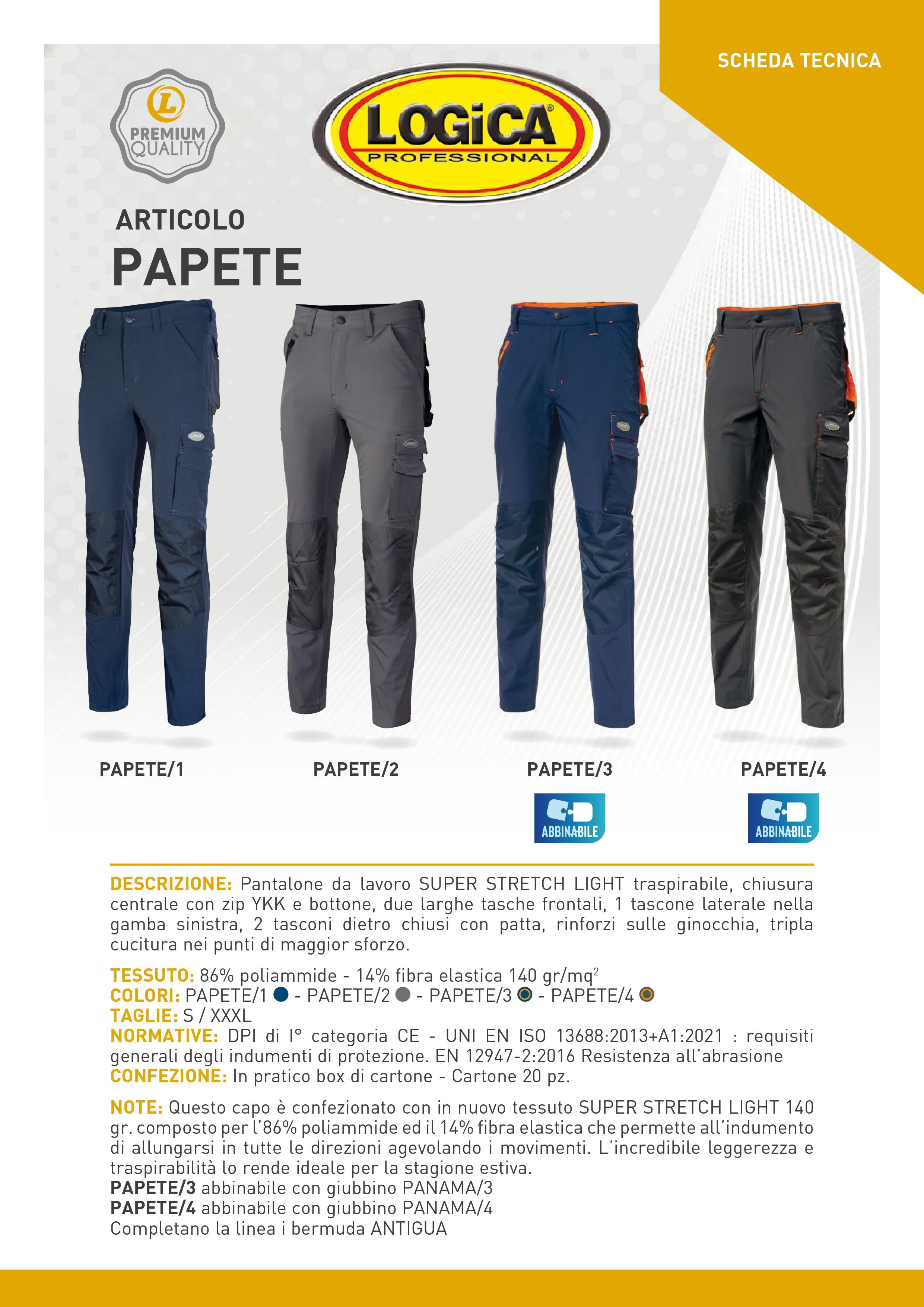 LOGICA - Pantaloni Tecnici da Lavoro Mod: PAPETE/1 - Colore BLU