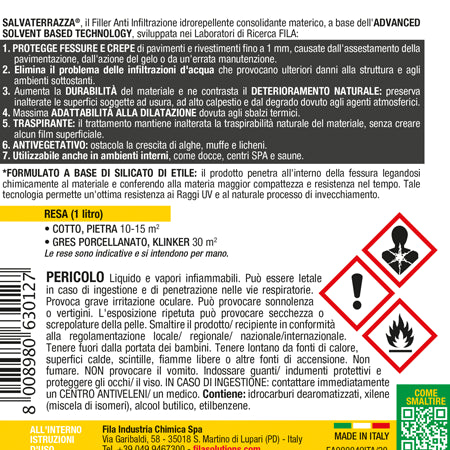 FILA - SALVATERRAZZA L'Anti Infiltrazione Consolidante Traspirante 1L (Solvente)