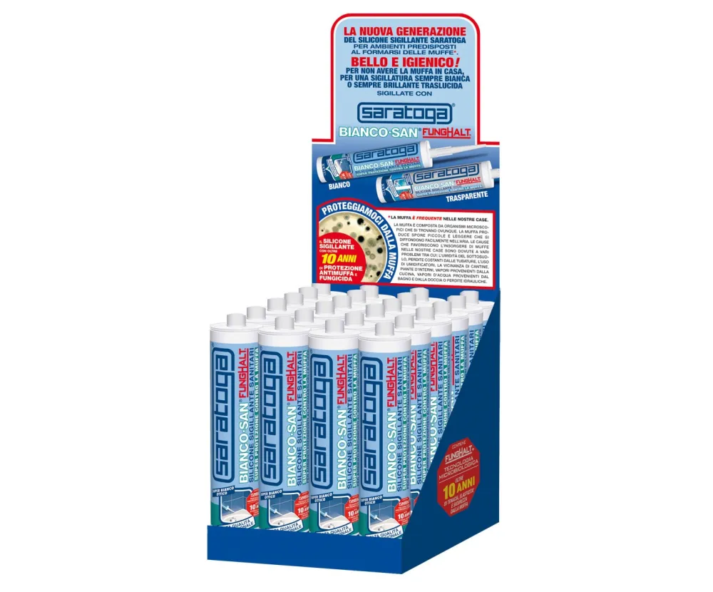 Bianco San® FungHalt™ Silicone sigillante Sanitari Silicone antimuffa specifico per sanitari, bagni e cucine Cartuccia 310ml
