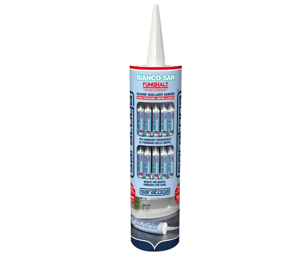 Bianco San® FungHalt™ Silicone sigillante Sanitari Silicone antimuffa specifico per sanitari, bagni e cucine Cartuccia 310ml