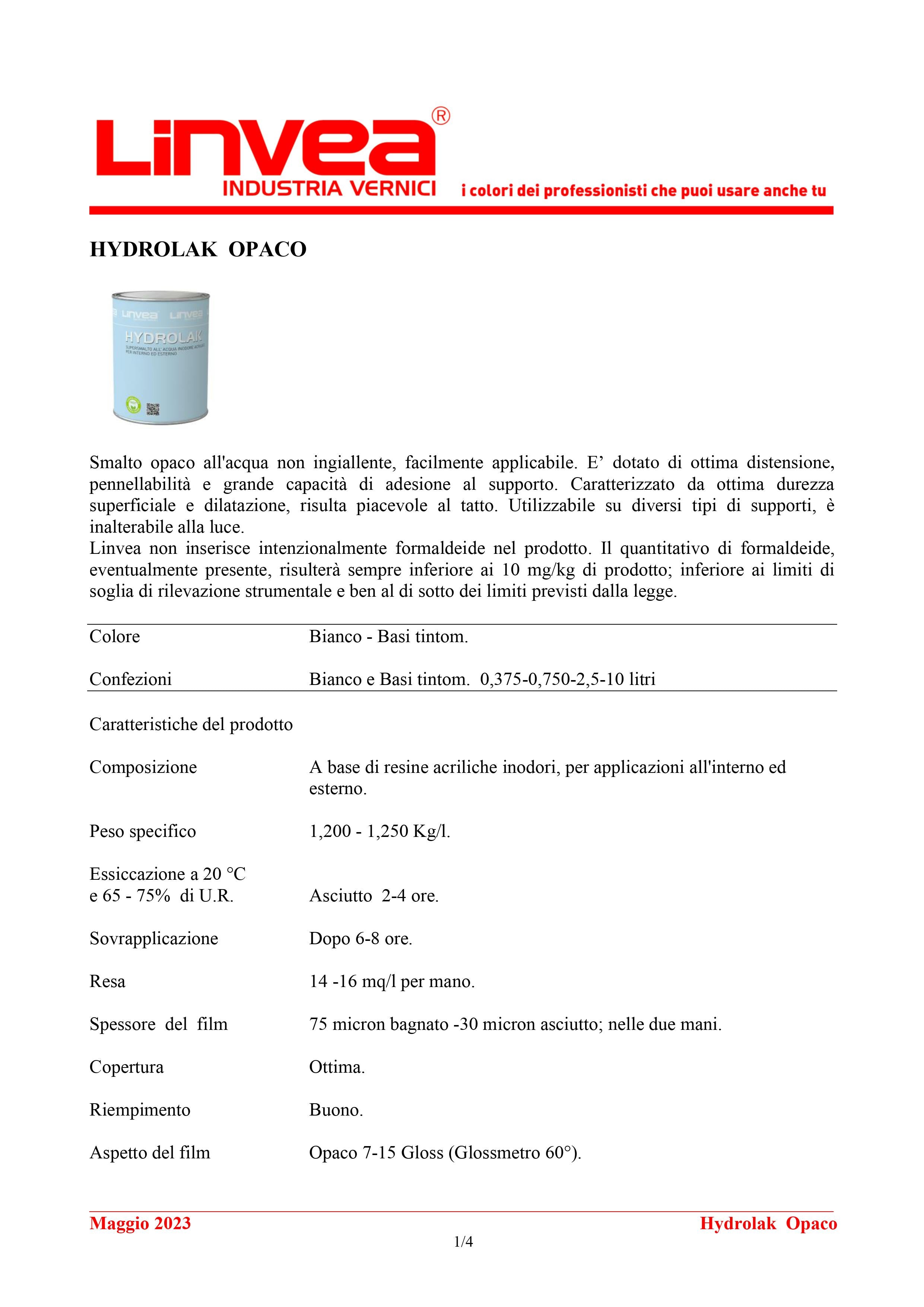 SMALTO LINVEA HYDROLAK BIANCO OPACO ML.750